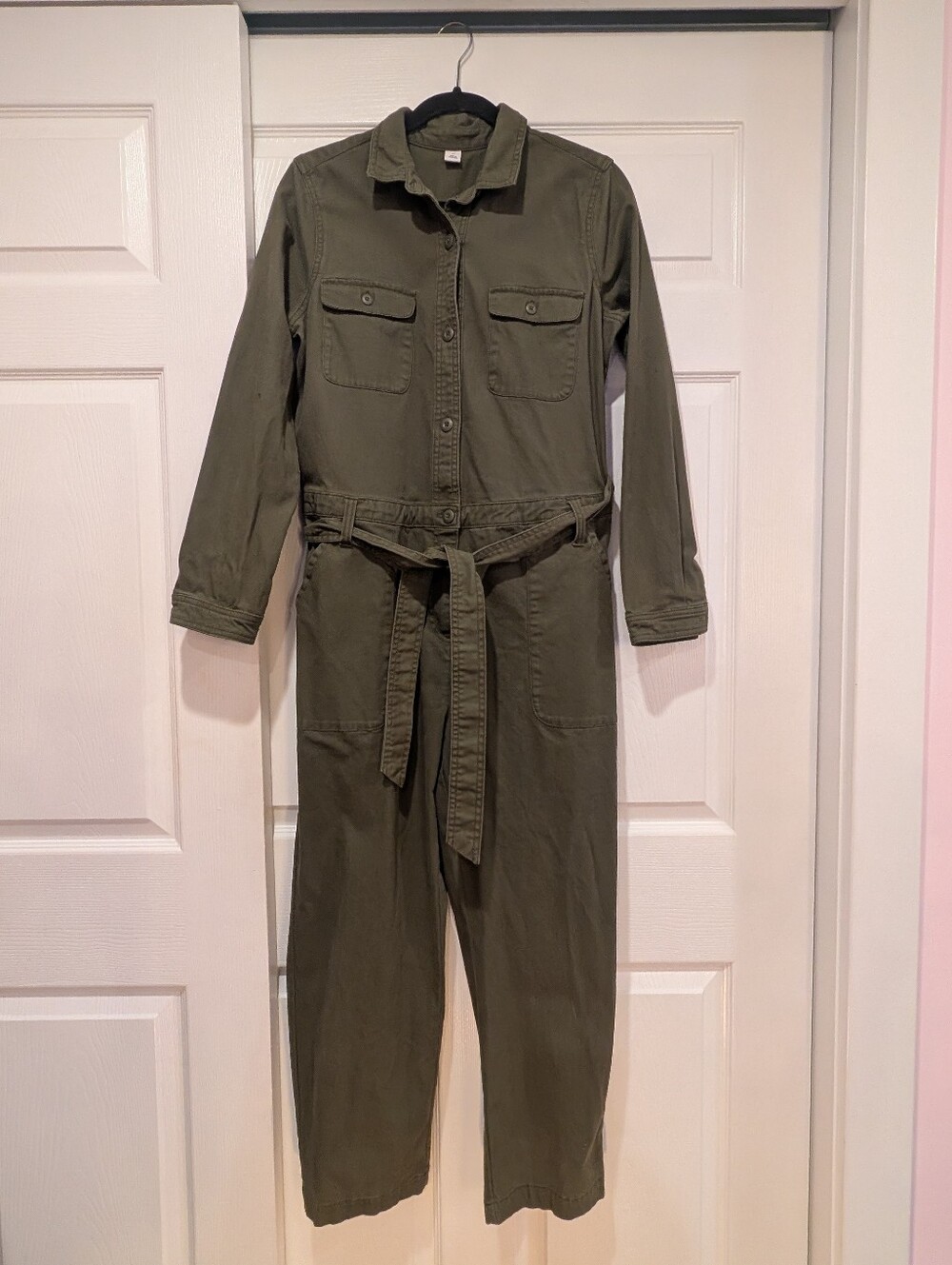 Old Navy Olive Green Utility Jumpsuit with Waist Tie
